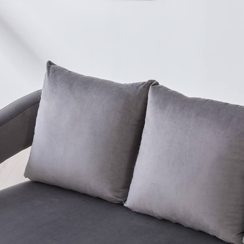 Velvet Loveseat Sofa Accent Loveseat with Removable Cushion, Padded Seat Sofa Couch with Round Armrests