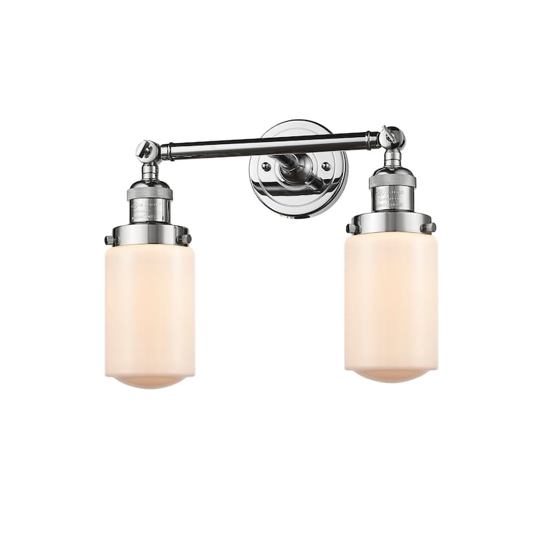 Innovations Lighting Dover 2 Light 14" Wide Bathroom Vanity Light - Polished Chrome / Matte White Cased