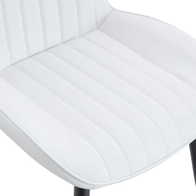 Modern 4 Piece PU Dining Chairs with Non Slip Feet, Extended Curved Cushions for Dining Room Kitchen Bedroom Living Room