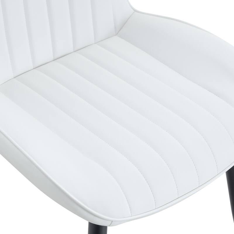 The White Minimalist Ergonomic Dining Chair Comes In A Pack of 4, With A Comfortable Design Of Extended And Curved Seat Cushions