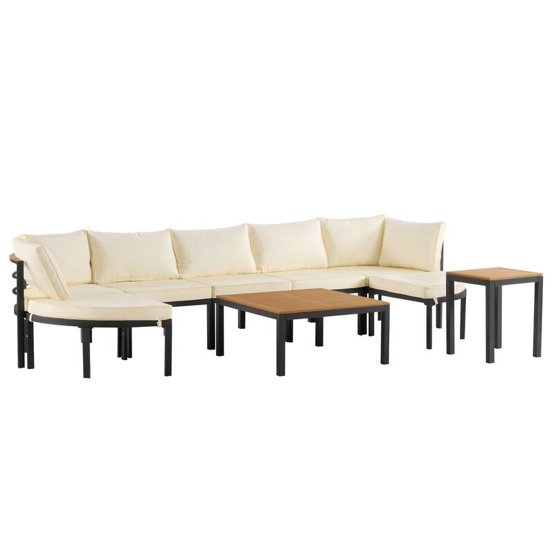 Outdoor Sectional Sofa Set with Cushions and Table for Patio