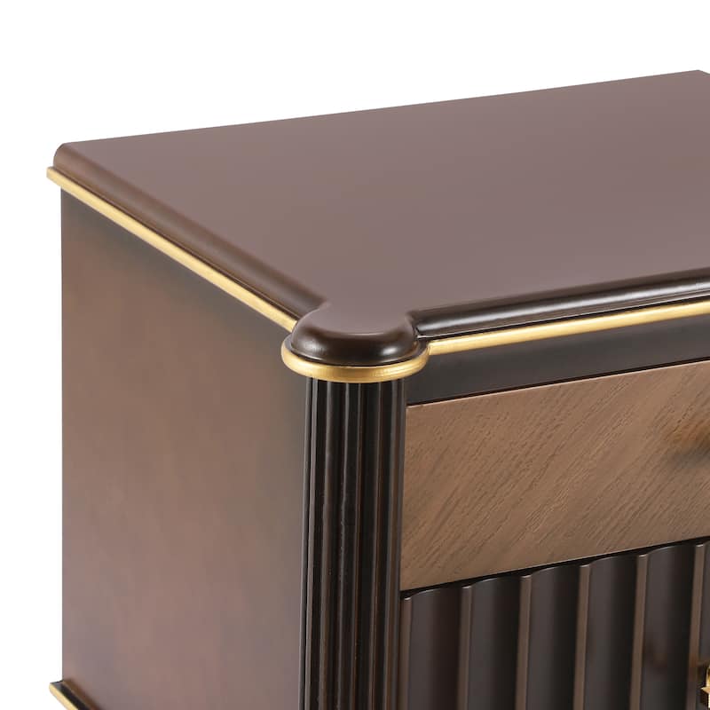 Christopher Knight Home - Lunaro Modern Fluted Nightstand with Wooden Legs and Drawers