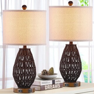 Cinkeda Handwoven Rattan Table Lamps