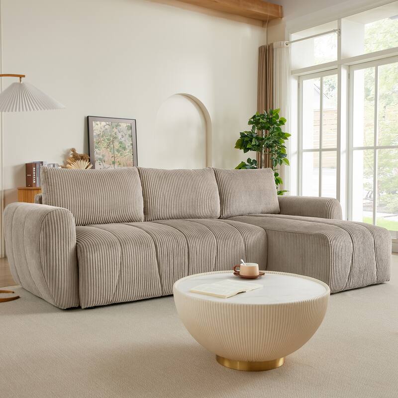 105.2" Corduroy L-Shaped Sectional Sofa with Storage