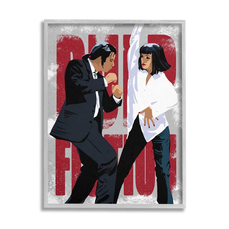 Stupell Iconic Dancing Movie Scene Famous Actors Red Title Framed Wall Art - 16 x 20 - Grey