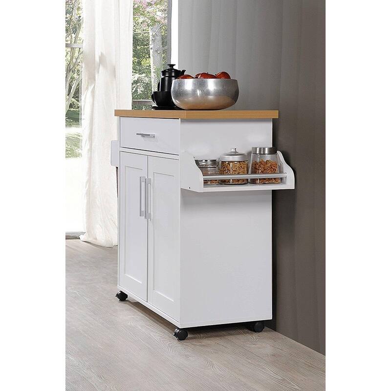 Kitchen Cart with Drawer & Rack - Rolling Storage Cart for Kitchen, Pantry, Island - Antique Accents Design
