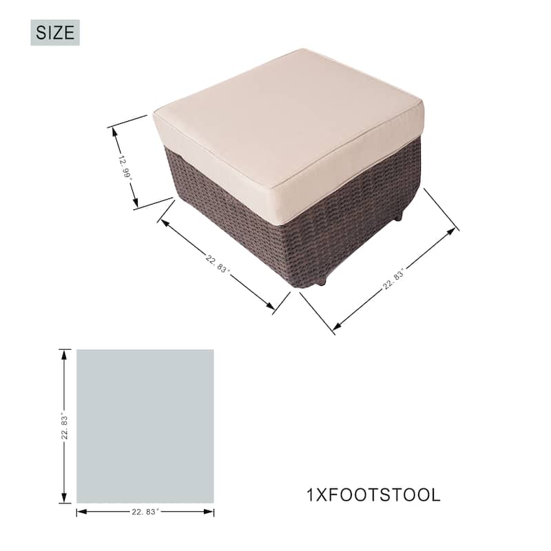 5-Piece Outdoor Wicker Sofa Set with Aluminum Firepit Table