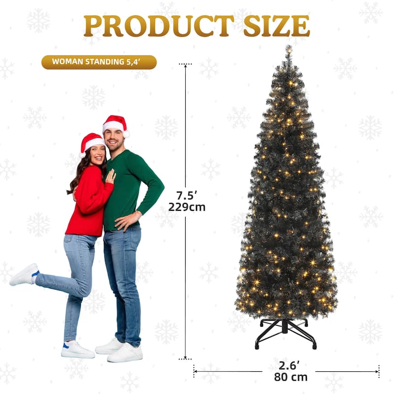 6/7.5FT Halloween Black Spruce Artificial Christmas Tree