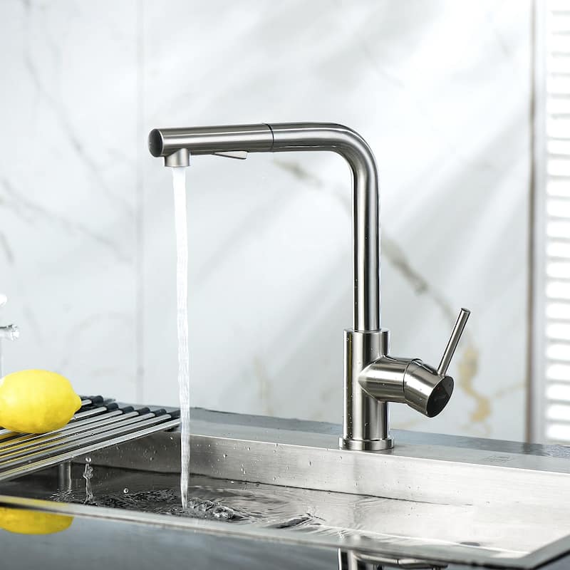 Kitchen Sink Faucet High Arch Single Handle Brushed Nickel Kitchen Faucet - Brushed
