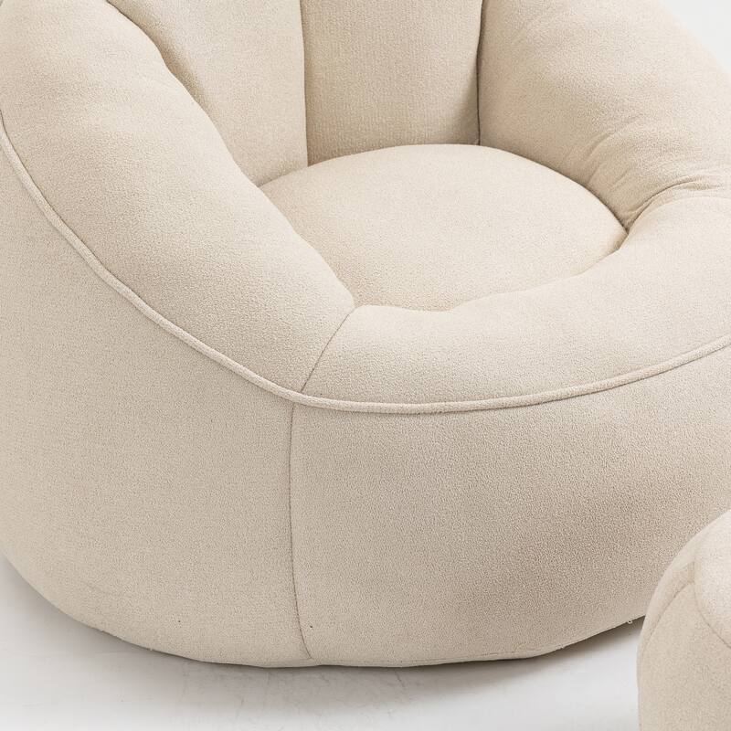 Anmytek Comfortable Adult Bean Bag Sofa Chair High Pressure Foam Padded Compressed with Footrest
