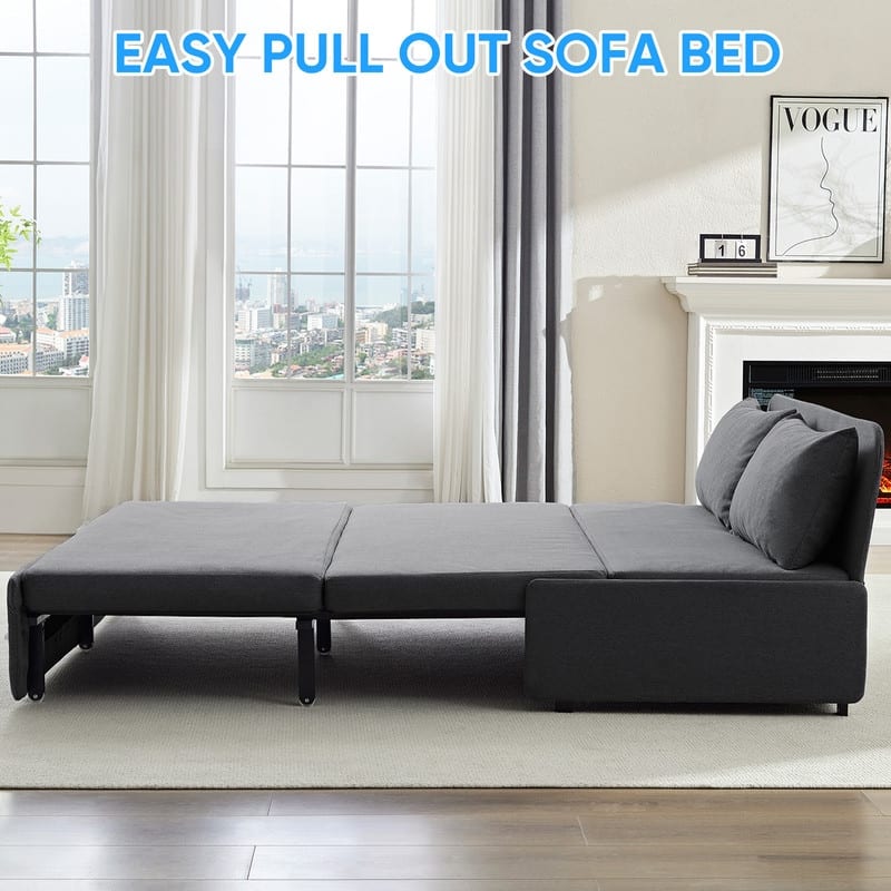 Mixoy Full/Queen Size Sofa Bed,2 in 1 Convertible Linen 1-Seater/Loveseat Sleeper Sofa Couch with Cushions