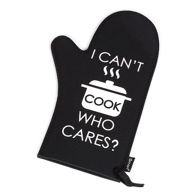 Creative Home Black Neoprene Oven Mitt Glove - I Can't Cook Print - N/A