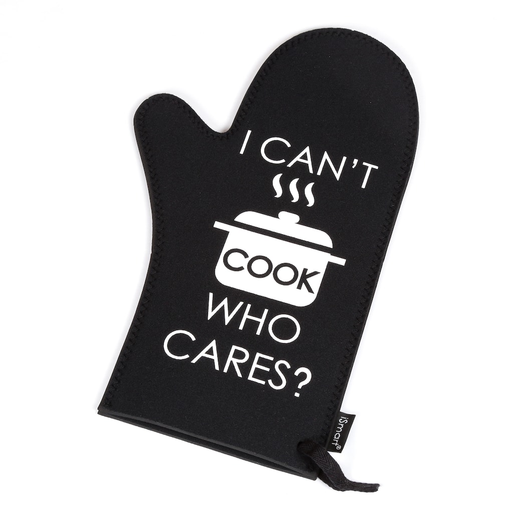 Creative Home Black Neoprene Oven Mitt Glove - I Can't Cook Print - N/A