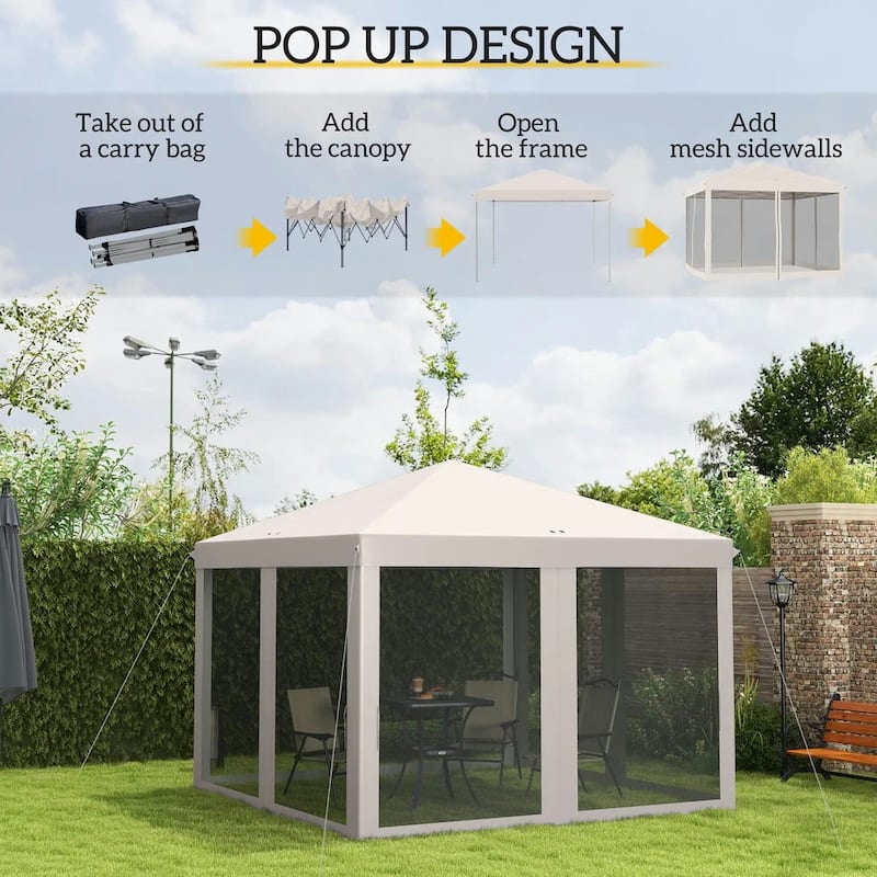 10' x 10' Pop Up Canopy Tent with Netting,Instant Gazebo,Screen House