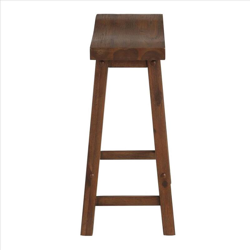 Saddle Design Wooden Counter Stool with Grain Details - 24.25 H x 17.75 W x 10 L Inches