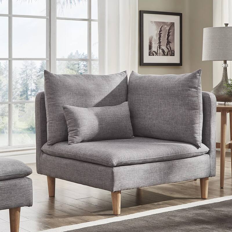 Malina Modular Mid-Century Corner Chair by iNSPIRE Q Modern - Grey Linen-Corner Chair