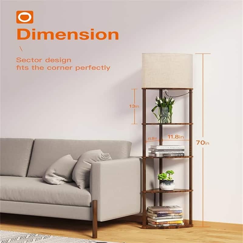 Shelf Floor Lamp - 12"D x 12"W x 70"H