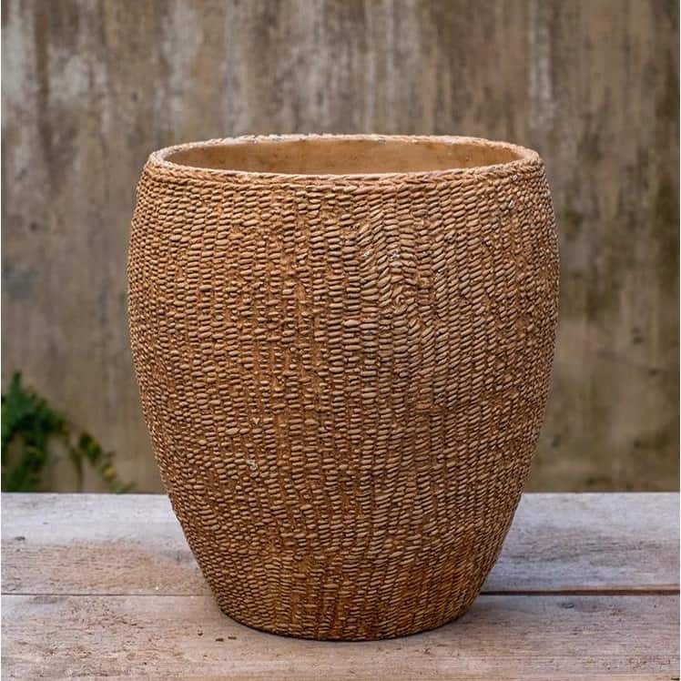 RusticReach Faux Grass-Woven Cement Planter