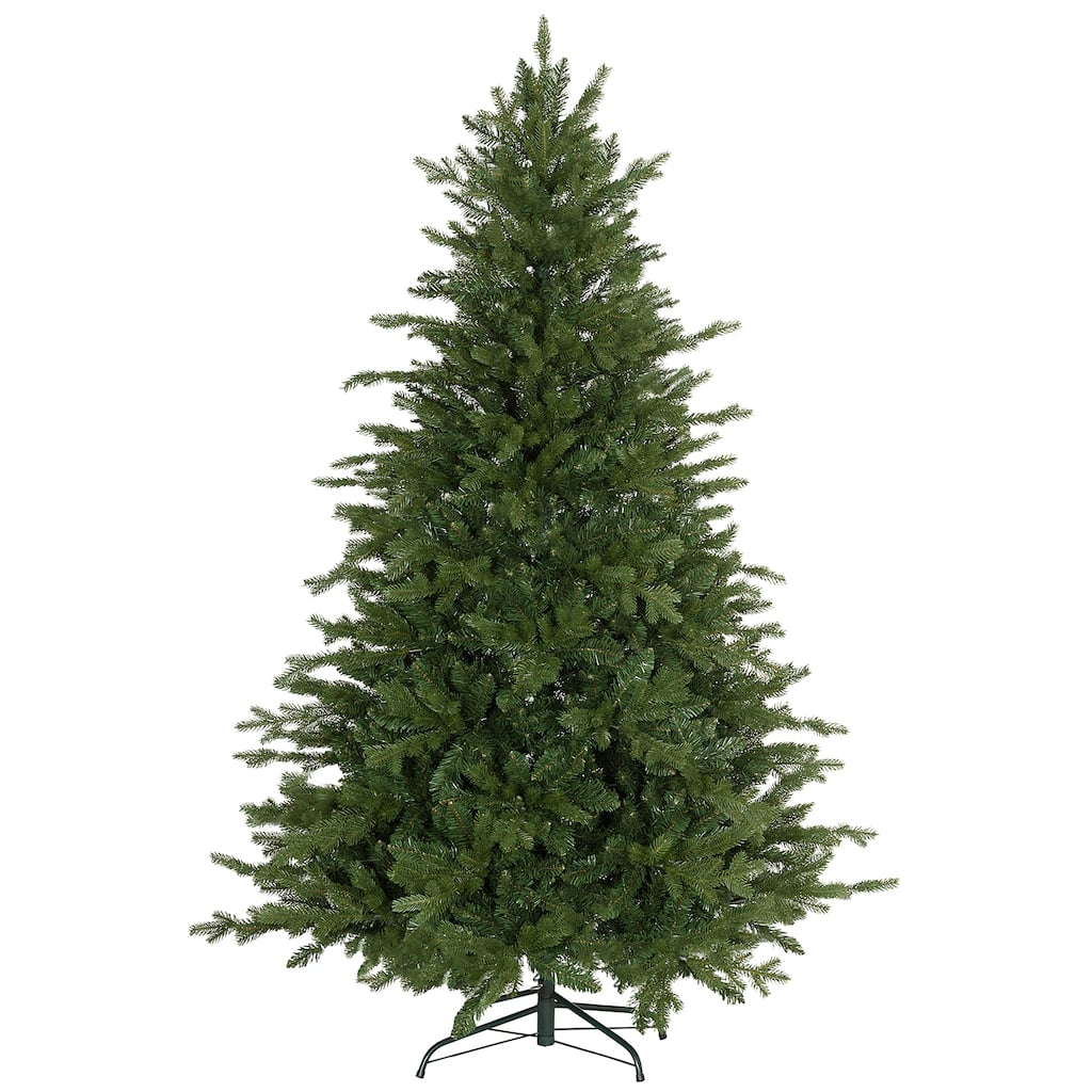 Full 6FT Unlit Christmas Tree with Lush Branches, Metal Stand, and Flame-Retardant Design