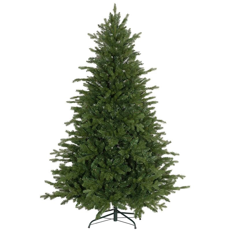 Green Artificial Xmas Tree with Hinged Design, Foldable Metal Stand, Easy Assembly - 6 Foot - Green-6 Foot