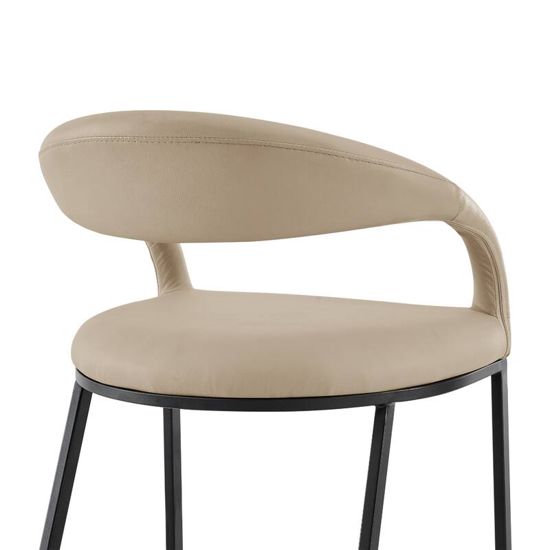 Monie Counter Stool Chair, Curved Floating Back, Beige Faux Leather