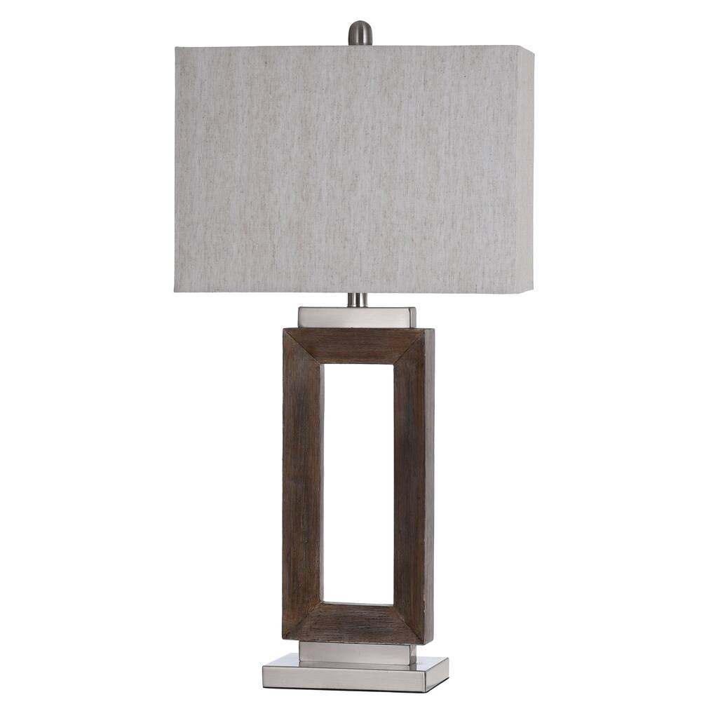 StyleCraft Eamon Moulded Hollow Rectangle Table Lamp with Brushed Steel Accents