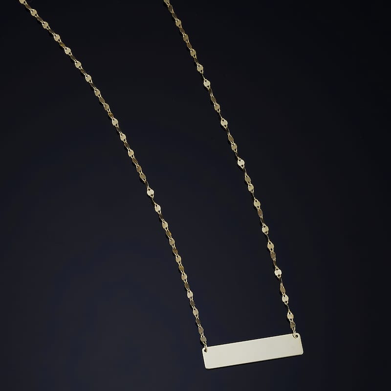 14k Yellow Gold 1-inch Bar Adjustable Length Choker Necklace (adjusts t 15 or 16 inches)