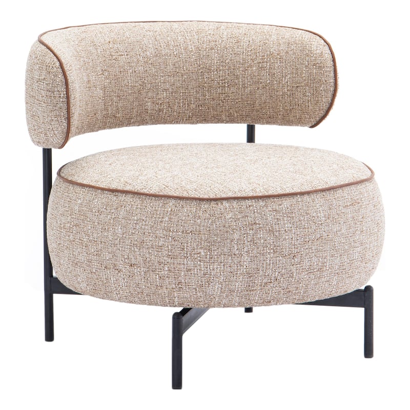 24/7 Shop At Home Modern Corduroy Upholstered Curved Back Swivel Chair - Light Brown