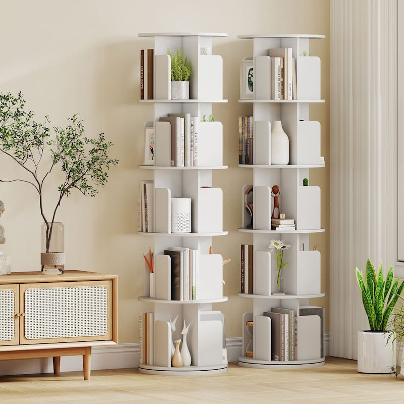 Costway 1/2 PCS 5-Tier Rotating Bookshelf 360° Display Rack with - See Details