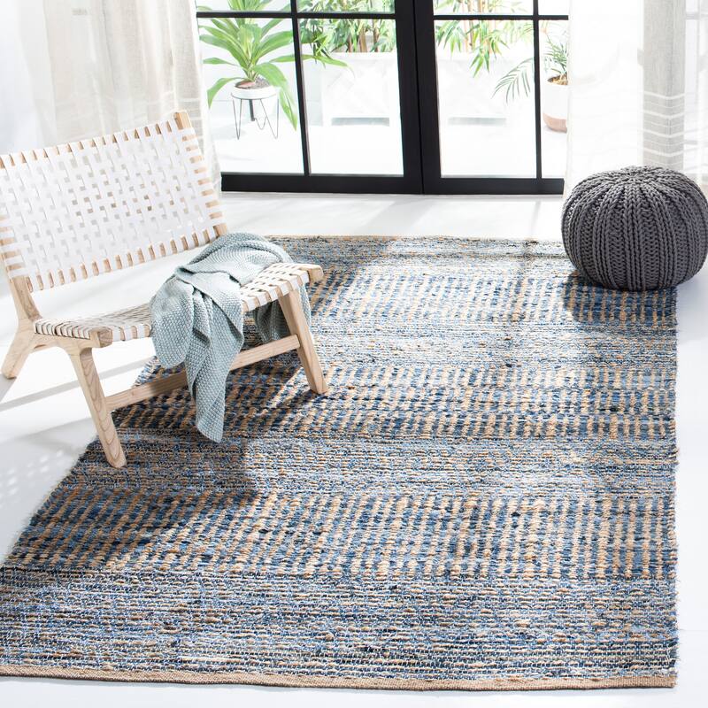 SAFAVIEH Handmade Cape Cod Coastal Jute Rug - 5' x 8' - Natural/Blue