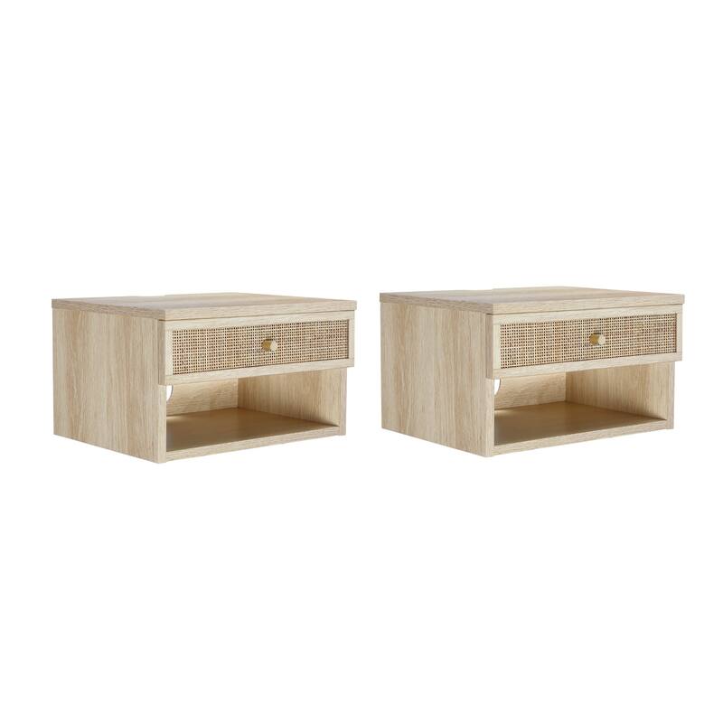 Nathan James Jackson Modern Floating Bedroom Nightstand with Storage Drawer and Open Shelf Cubby