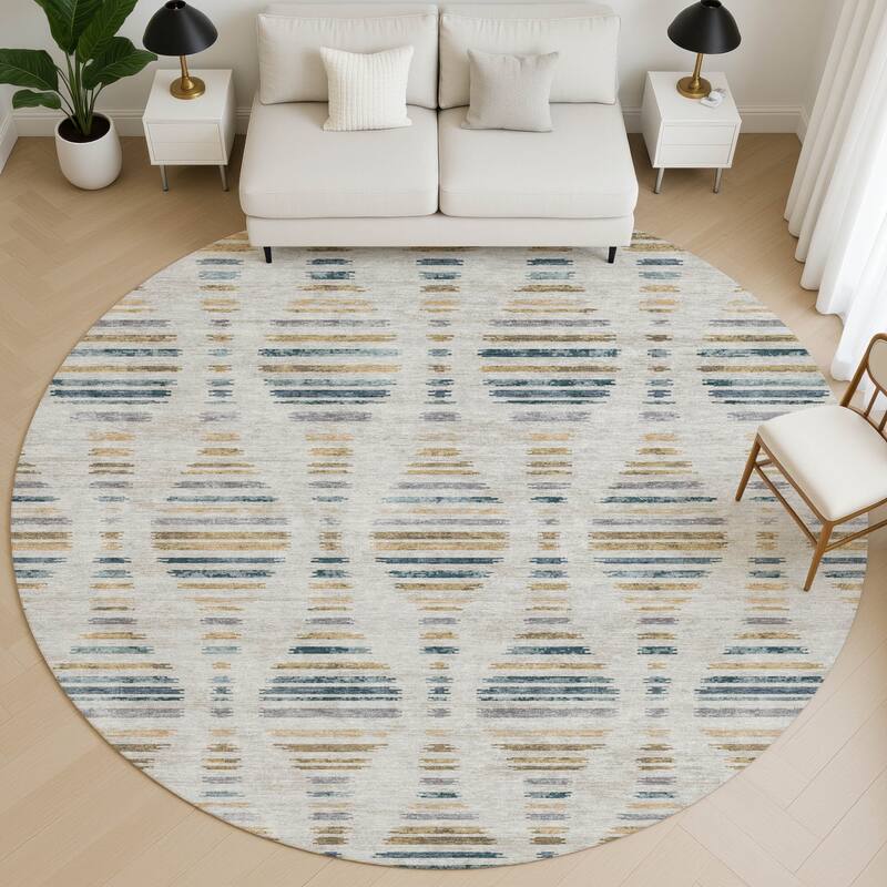 Premium Washable Super Soft Casual Contemporary Mayfield Rug - Linen - 8' x 8'