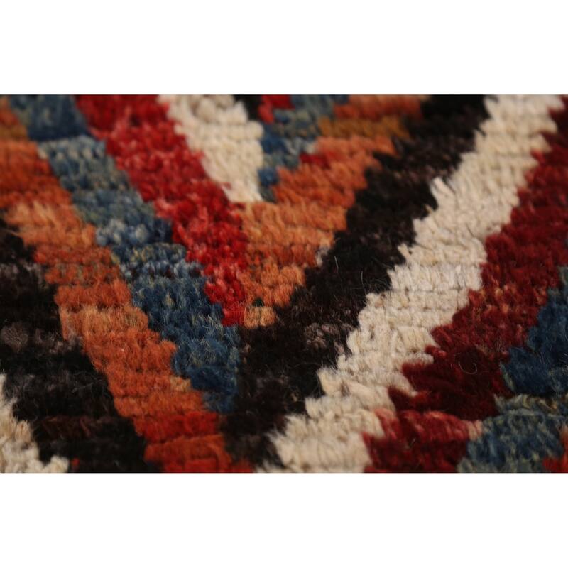 Chevron Style Moroccan Oriental Runner Rug Hand-Knotted Wool Carpet - 2'5" x 9'11"