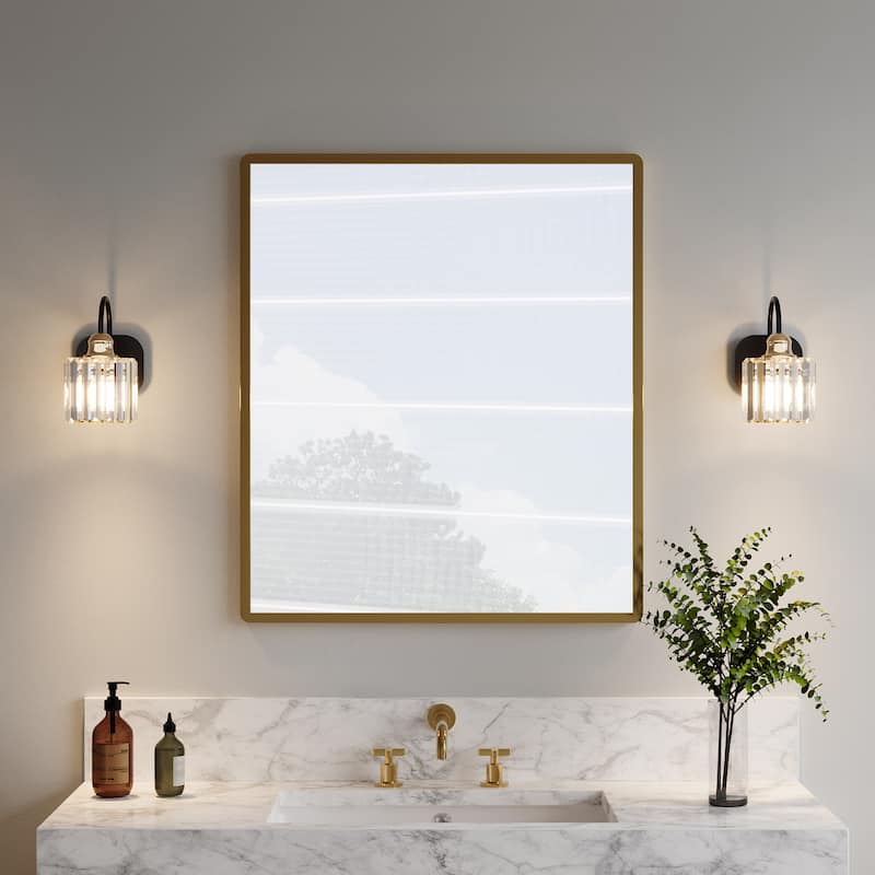 ExBrite Modern Rose Gold Dimmable Bathroom Crystal Vanity Lights