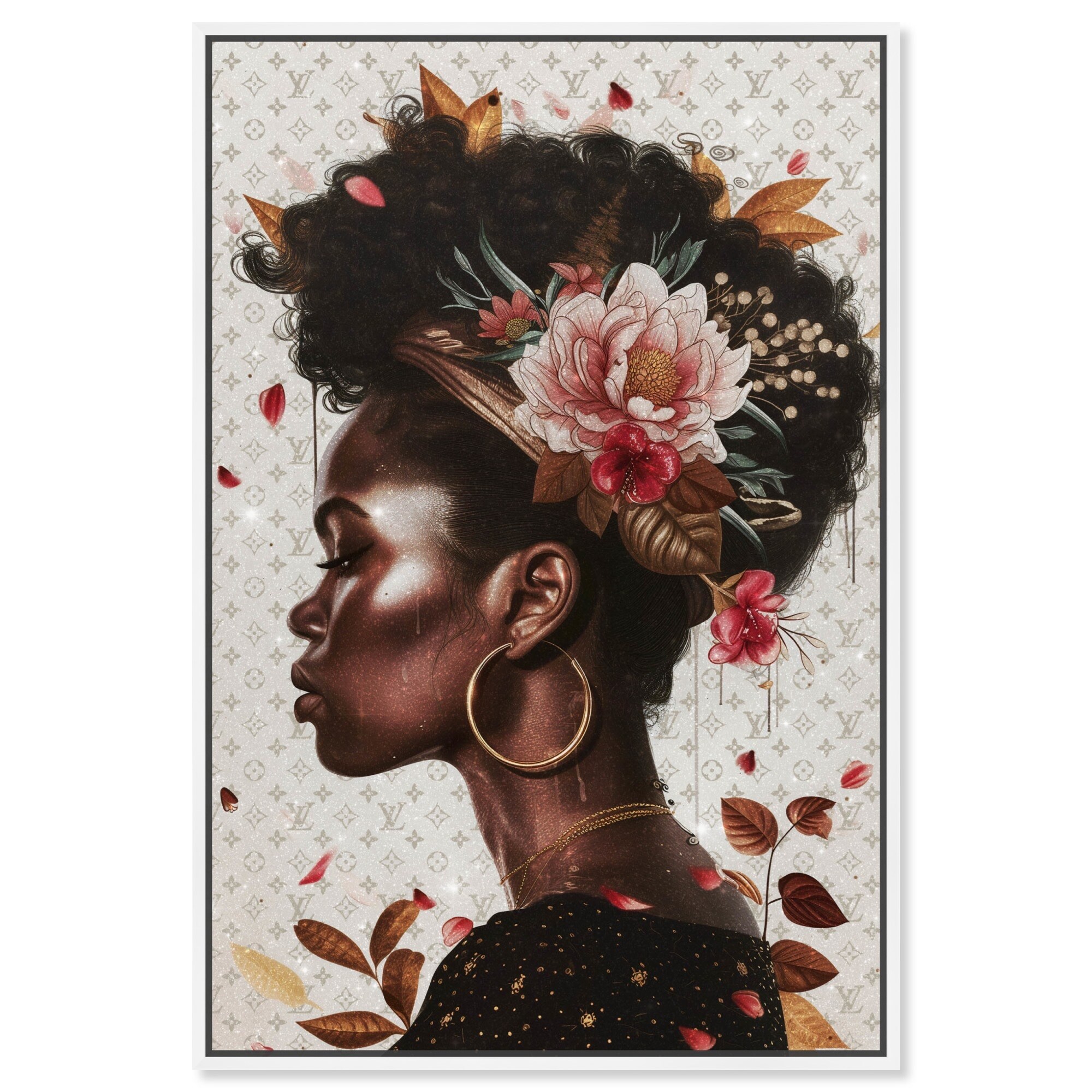 Flowers In Her Hair II Canvas Glam Women Art by Art Remedy
