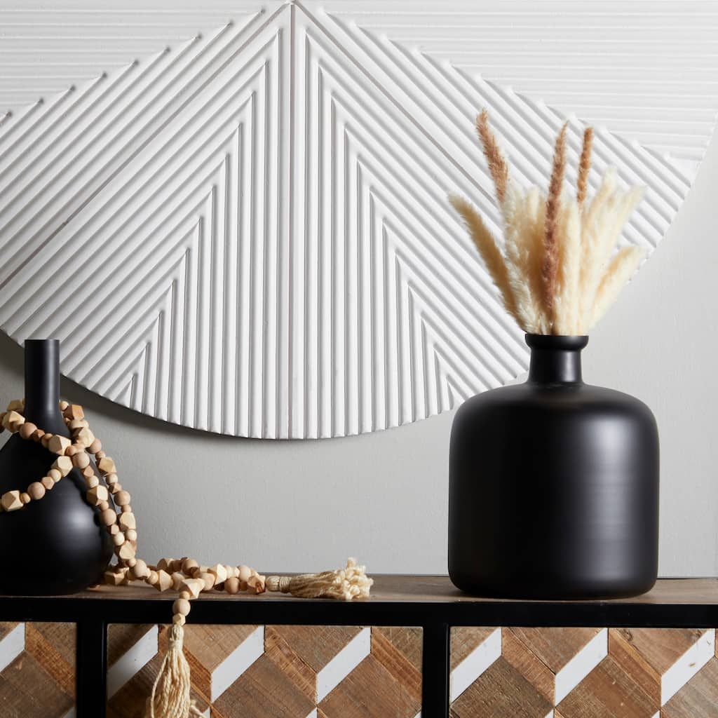 Black Glass Decorative Vase - 10"W, 12"H