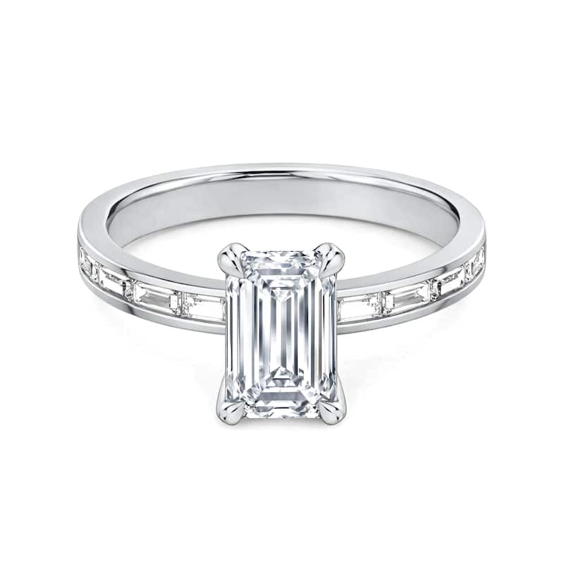 Auriya 14K Gold Baguette Channel Emerald Diamond Engagement Ring 1.00 - 5.00ct. tw. (F-G, VS) - 1.50 carats - 7.5 - White