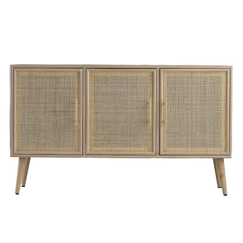 Brown Wooden Accent TV Cabinet with Three Doors
