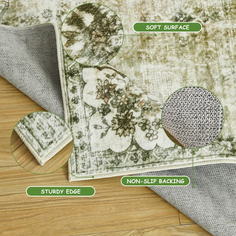 Vintage Non-Slip Machine Washable Area Rug