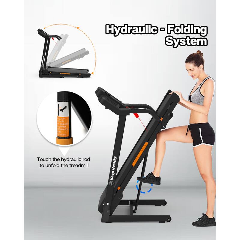 Foldable Treadmill with Incline, Folding Treadmill for Home Electric Treadmill Workout Running Machine, Handrail Controls Speed