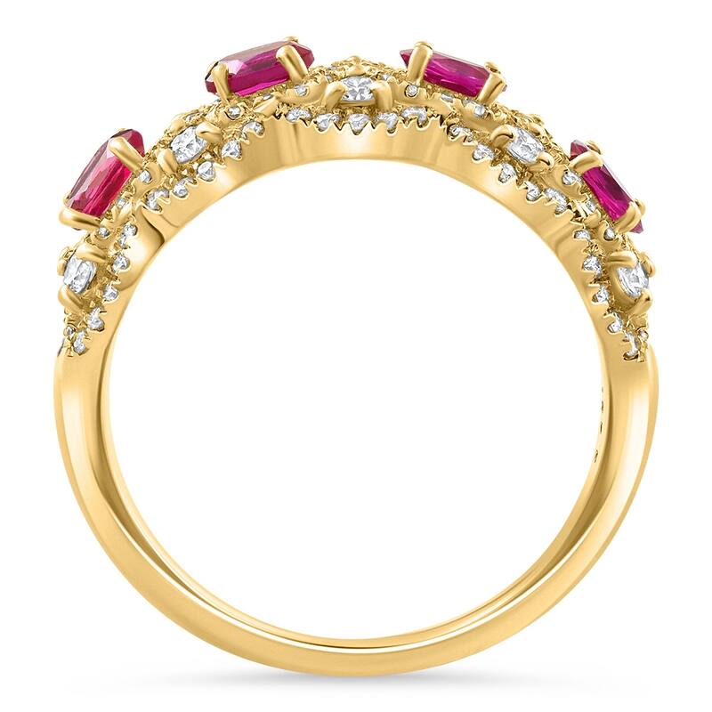 Bliss Diamond 1.43Ct Ruby & Diamond Ring Yellow Gold Lab Grown
