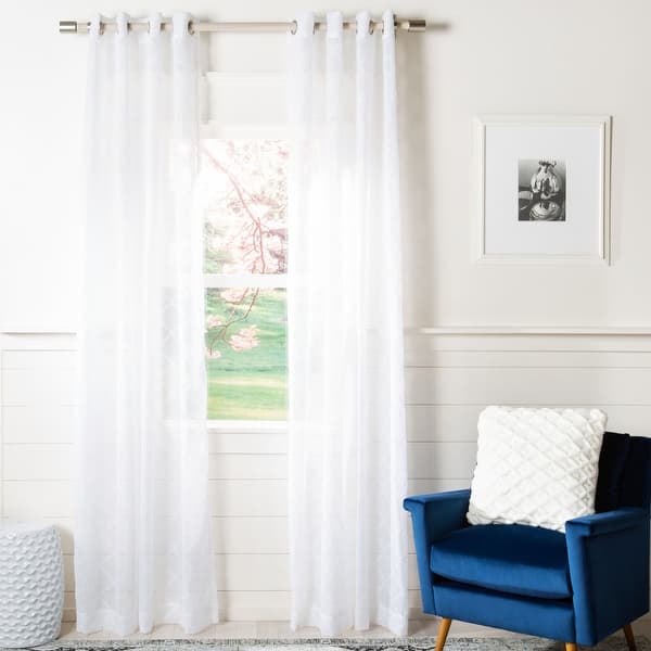 slide 1 of 1, SAFAVIEH Gracie Semi-Sheer Window Curtain Panel 84" x 52" - White