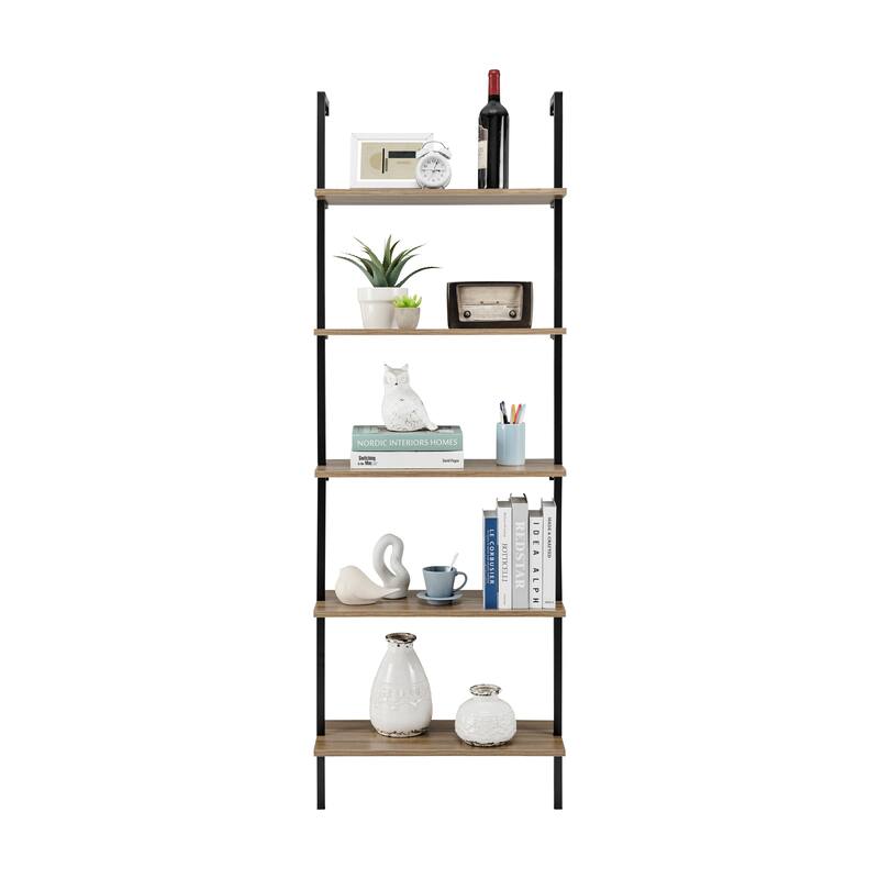Danya B. Everett 5-Tier Open Display Stand Wall Mount Modern Metal Frame Ladder Shelf