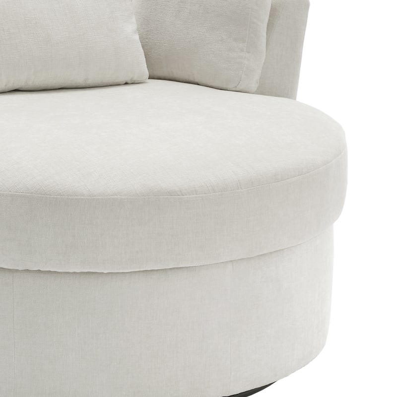 Upholstered Accent Swivel Barrel Armchair Club Chair with Pillows