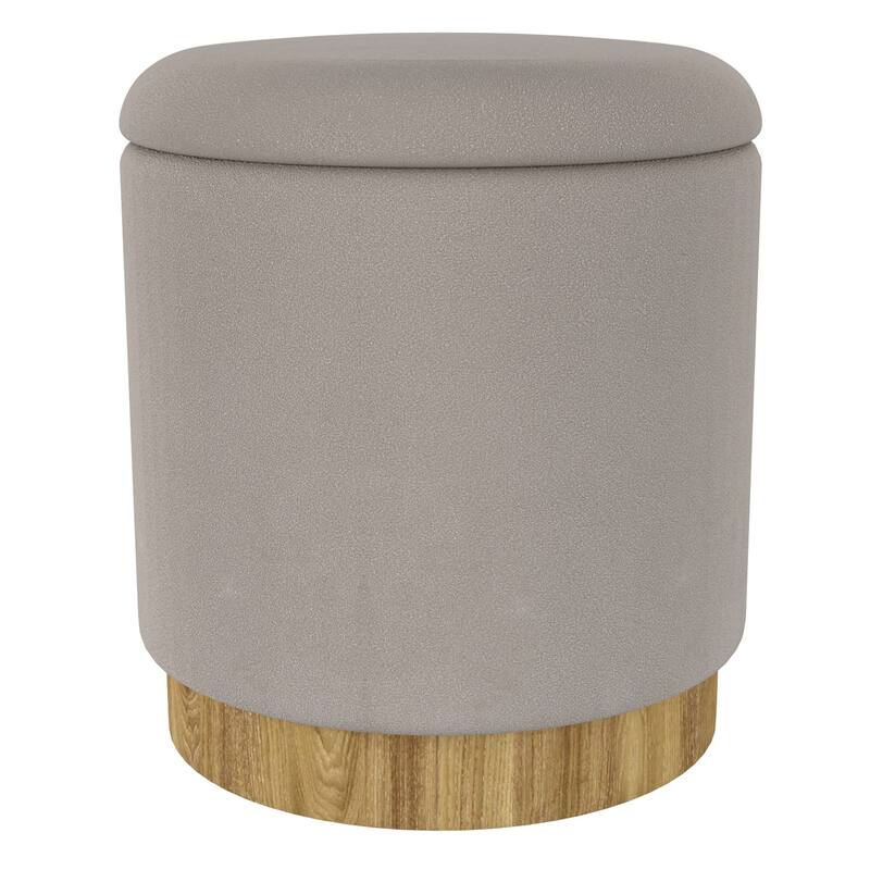 Modern Fabric Round Storage Ottoman - Grey