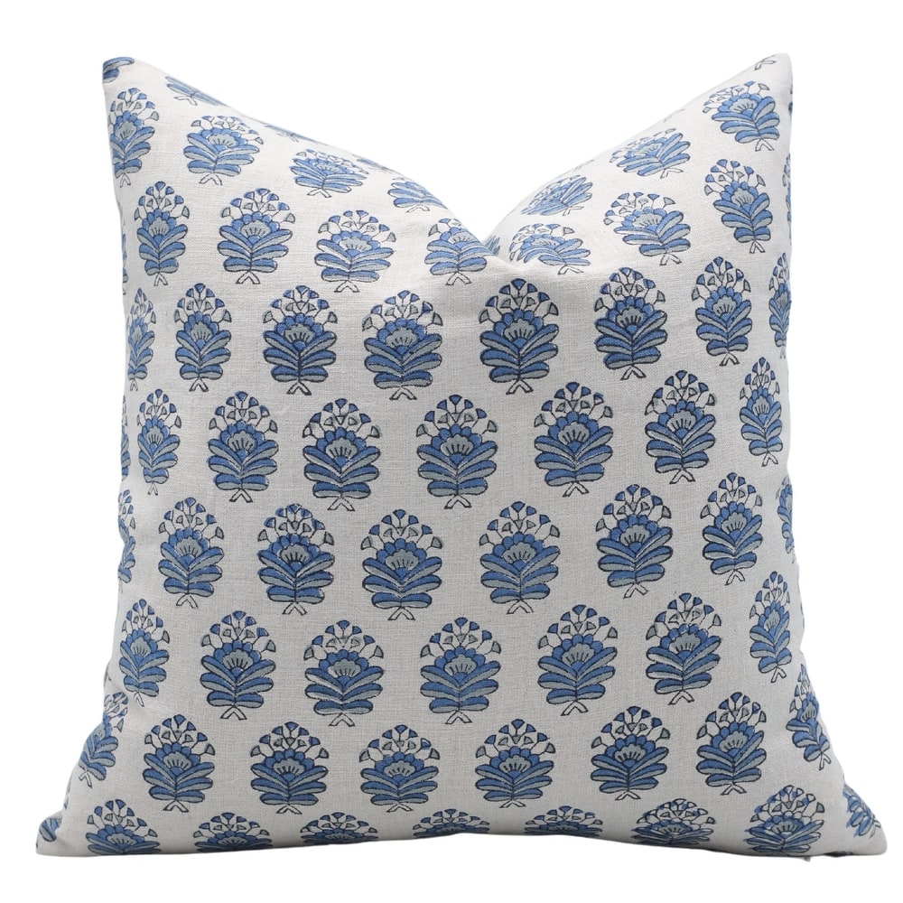 Fabdivine Boho Linen Block Print Throw Pillow Cover Handmade Farmhouse Decor