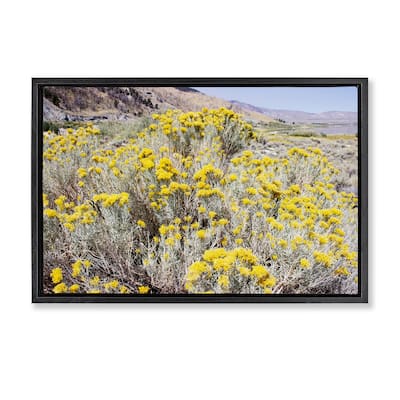 Stupell Yellow Flowers in Arid Meadow Framed Floater Canvas Wall Art Design By Gemma Bardot