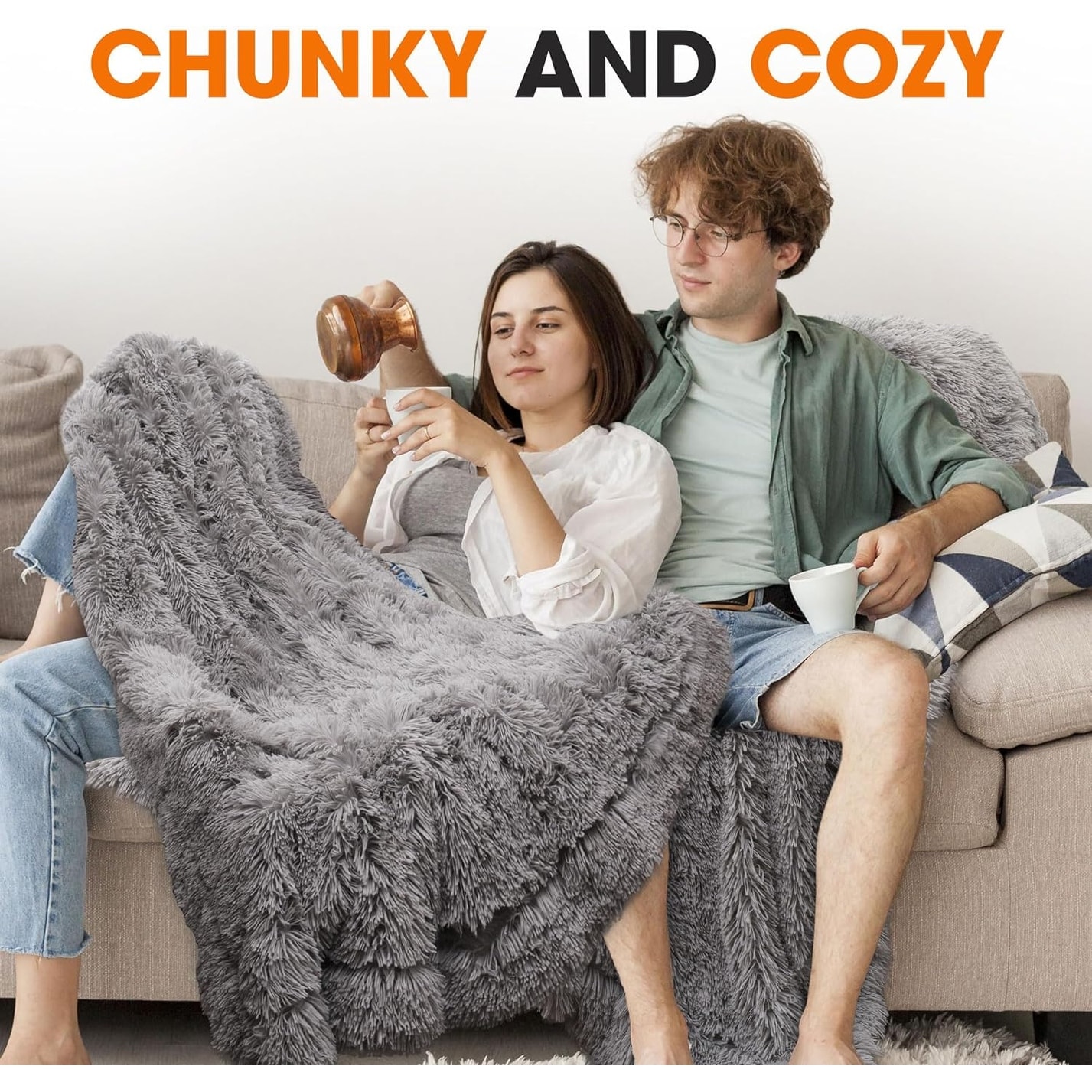 Cheer Collection Reversible Faux Fur Accent Throw Blanket-image