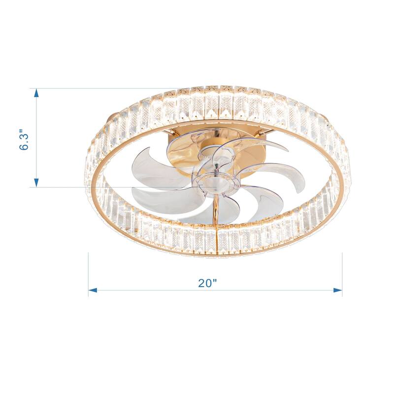20-In LED Rosa Gold Chandelier Ceiling Fan with Light Remote(7-blade)