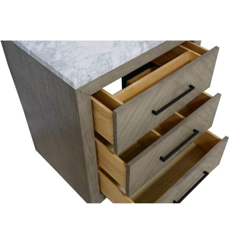 KitchenBathCollection Avery 30" Bathroom Vanity with Carrara Marble Top